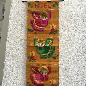 Vintage Mid-Century Christmas Carolers Felt Wall Hanging